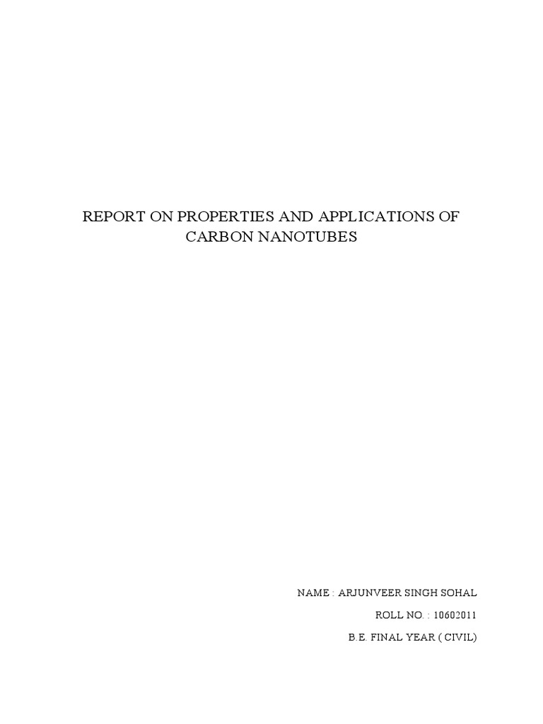 Carbon Nanotubes: Properties & Applications | PDF | Carbon Nanotube ...