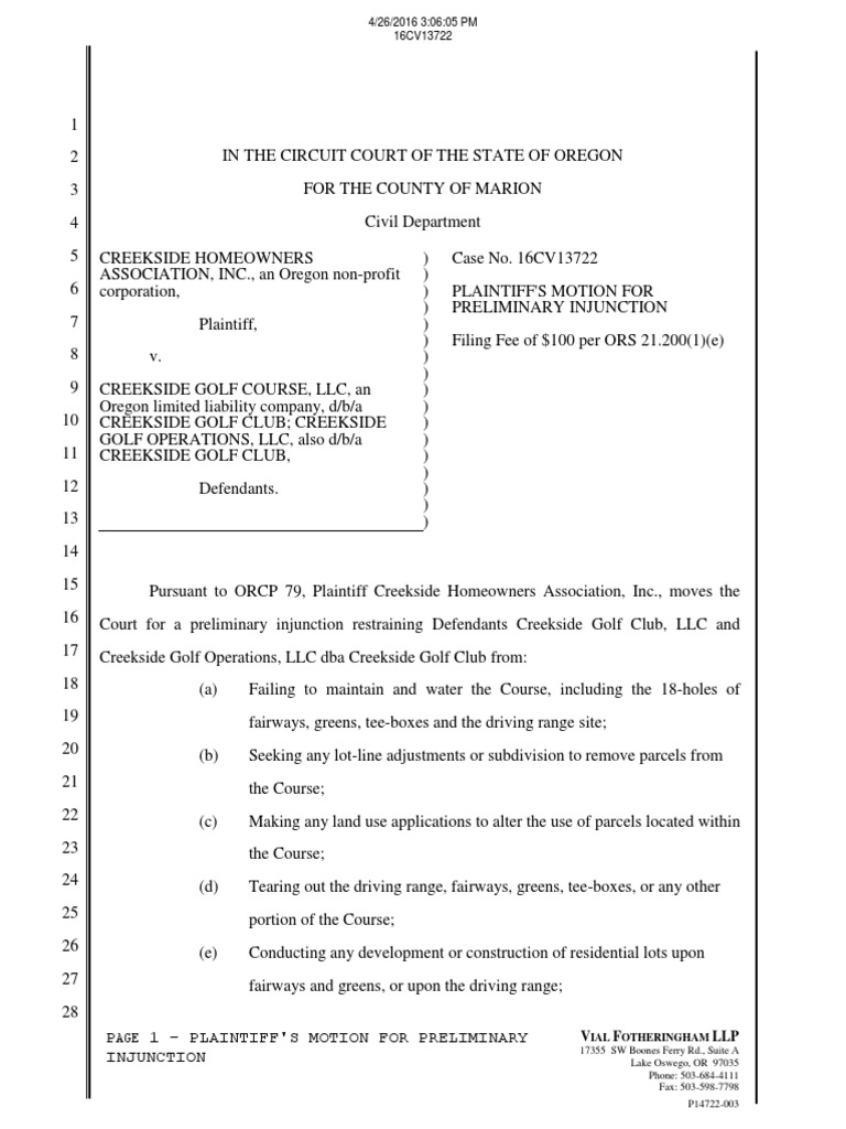 Motion for Preliminary Injuction Injunction Judiciaries