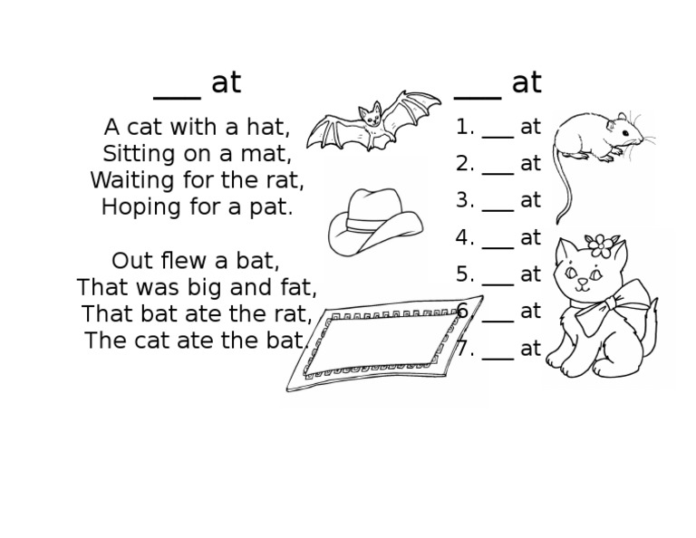 Cat, Bat, and Rat Rhyme Story | PDF