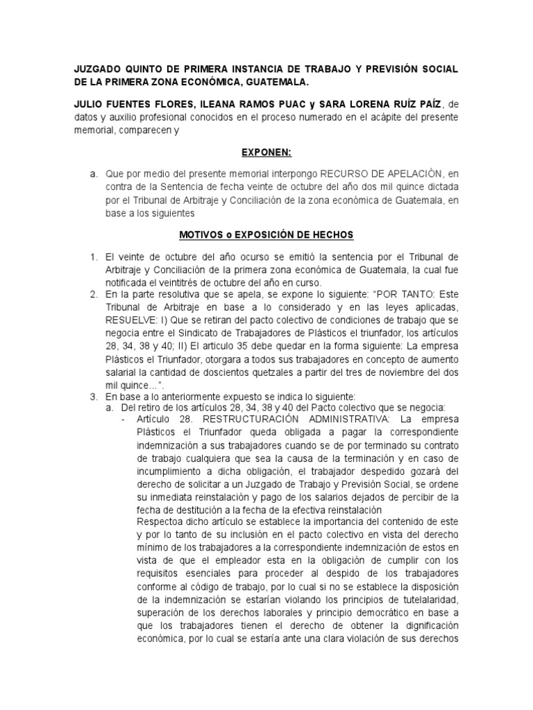 Recurso de Apelacion Salario Derecho laboral Prueba gratuita de 30 días Scribd