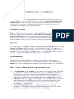 Factores Que Afectan Positivamente a La Productividad