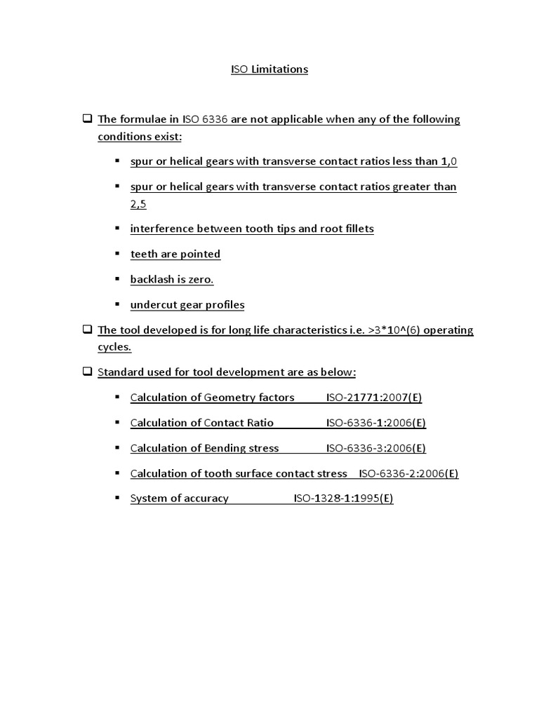 Gear Design ISO Limitations | PDF