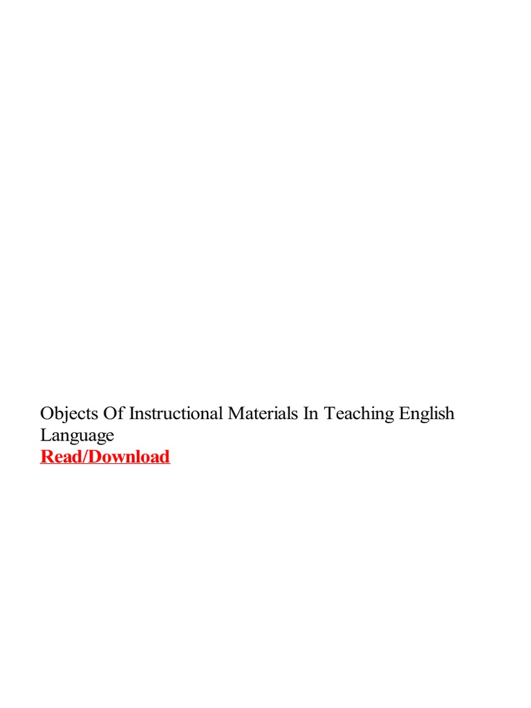 Objects of Instructional Materials in Teaching English Language PDF