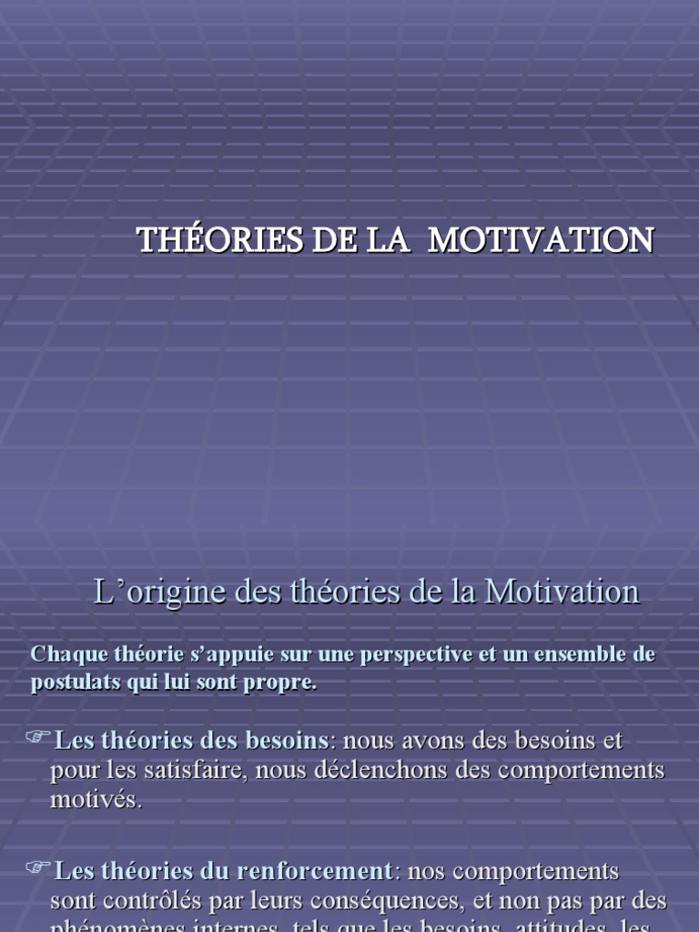 Théories de la motivation au travail | PDF | Motivation | Motivant