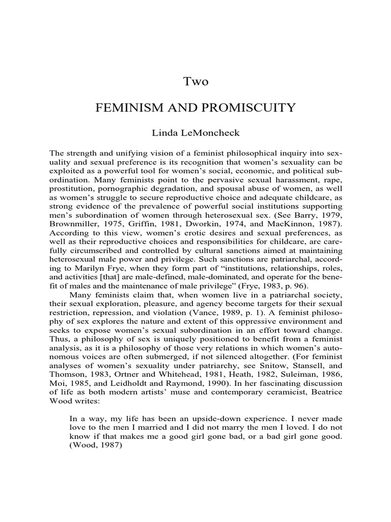 Feminism and Promiscuity | PDF | Human Sexual Activity | Feminism