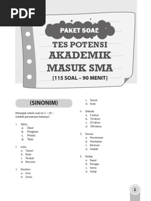 Contoh Soal Tes Potensi Akademik Masuk Sma 2015