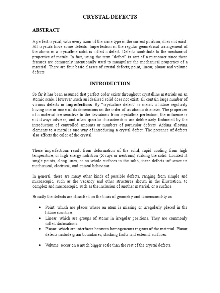 Types and Classifications of Crystal Defects | PDF | Dislocation ...