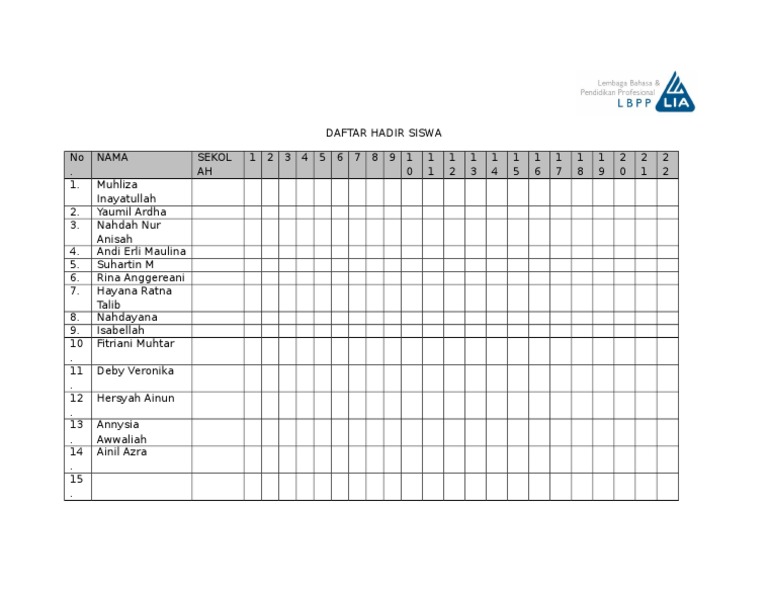 Daftar Hadir Siswa