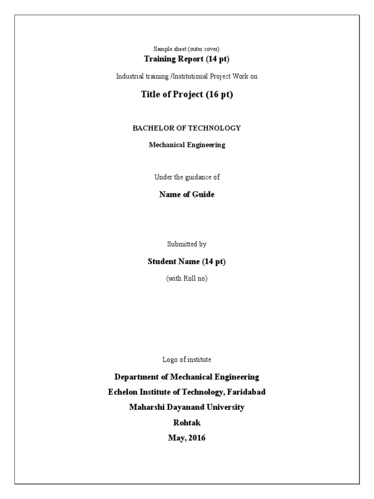 Industrial Training Report Format Guide | PDF | Typefaces | Thesis