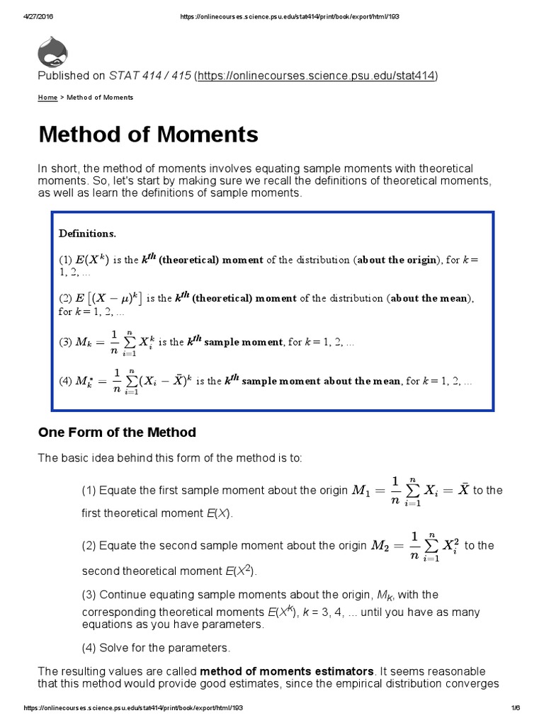 Method of Moments | Estimator | Mean | Free 30-day Trial | Scribd
