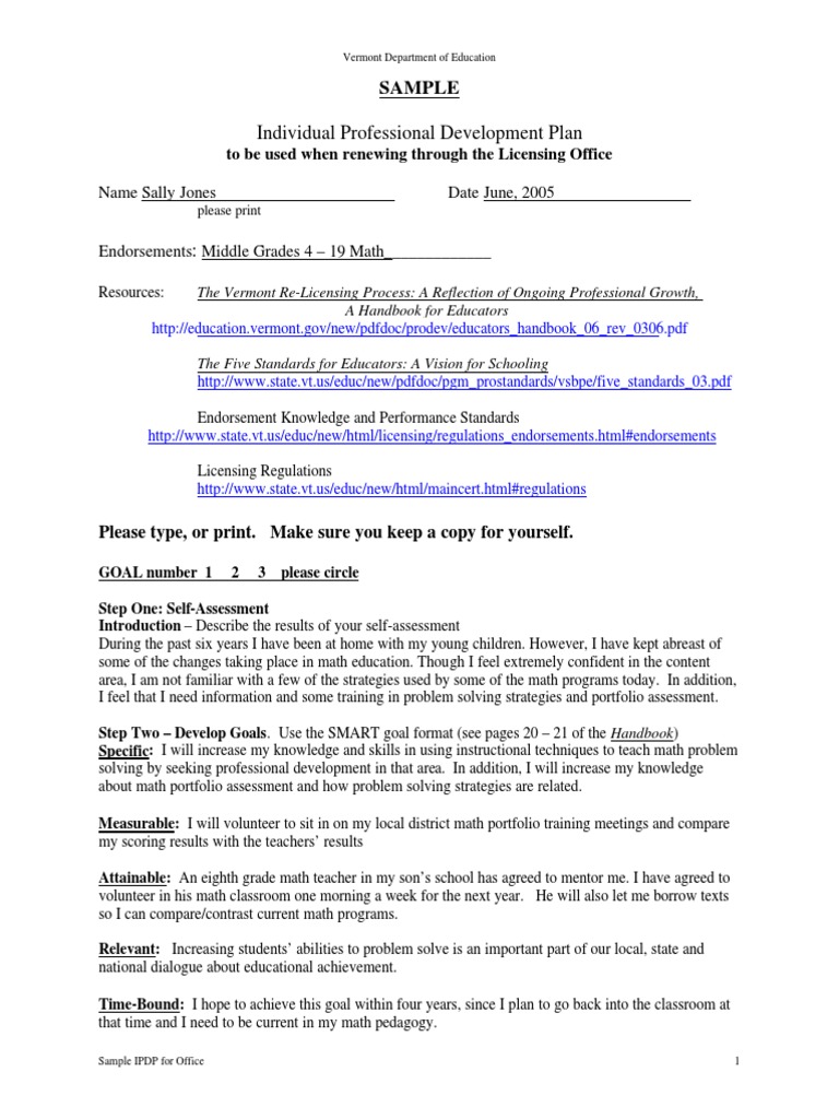 Ipdp Sample Goal Teachers