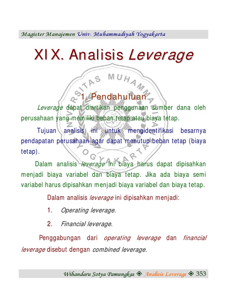 Analisis Leverage Manajemen Keuangan Ii