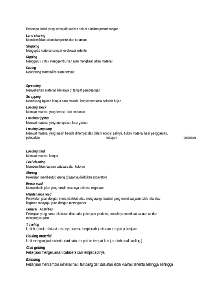 Istilah Dalam Pertambangan
