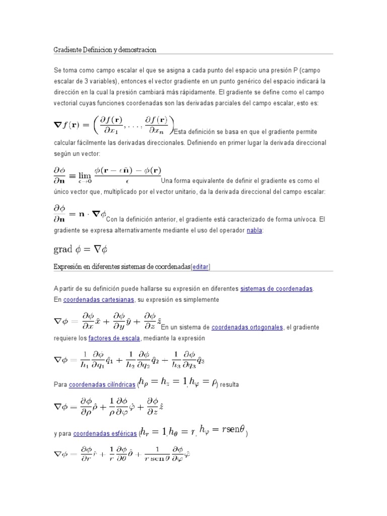 Gradiente: Definición y Aplicaciones | PDF | Métodos y materiales de ...