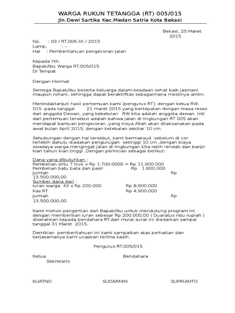 Surat Edaran Rt
