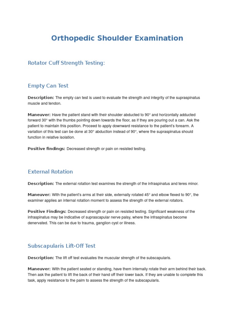 orthopedic shoulder examination Shoulder Anatomical Terms Of Motion
