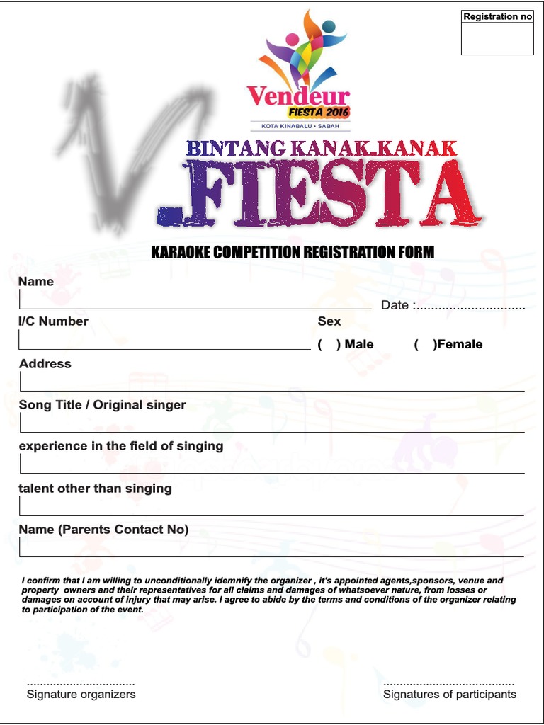 Karaoke Competition Registration Form | PDF | Politics | Sports ...