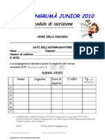 Modulo Iscrizione Junior 2010