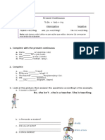 Ficha de Trabalho - Present Continuous