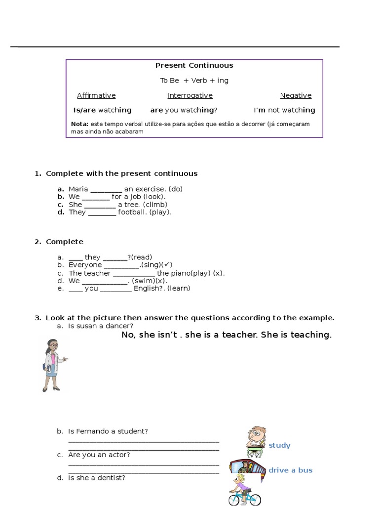 Present Continuous Grammar Exercises | PDF | Teaching Methods & Materials