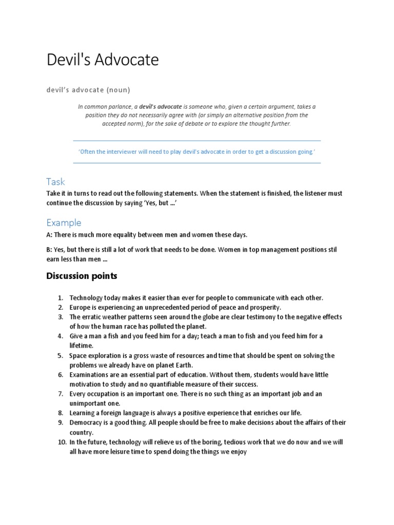 Devils Advocate | PDF | Career & Growth
