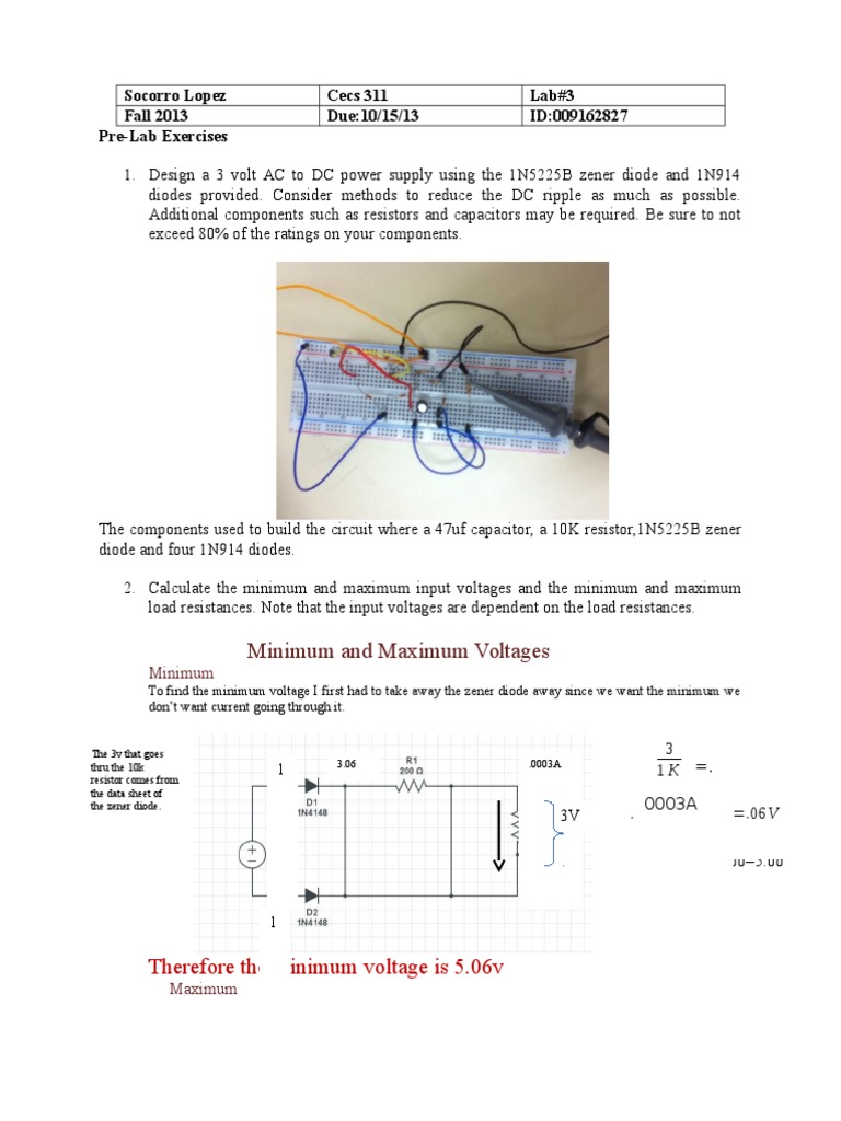 AC to DC Power Supply Design Lab | PDF | Electrical Resistance And ...
