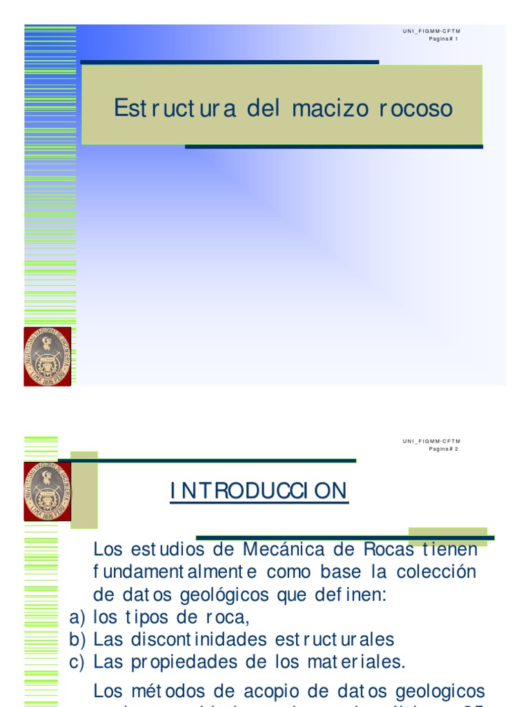 Estructura del Macizo Rocoso | PDF | Roca (geología) | Falla (geología)