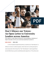 Don't Silence Our Voices: An Open Letter To University Leaders Across America