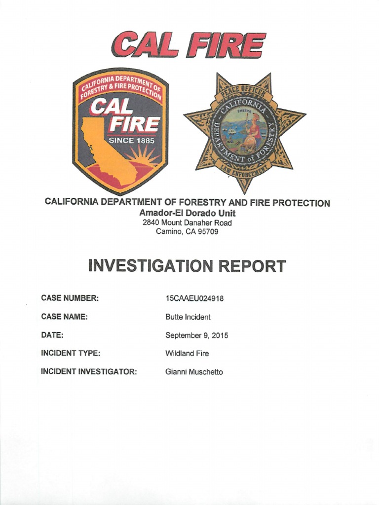 Cal Fire Report On Causes of Butte Fire | PDF