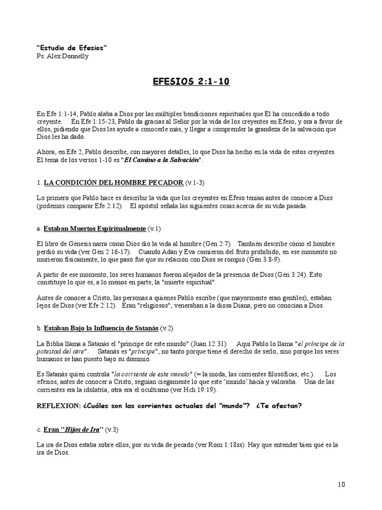 Efesios 2 1 10 Pdf Salvacion Pablo El Apostol