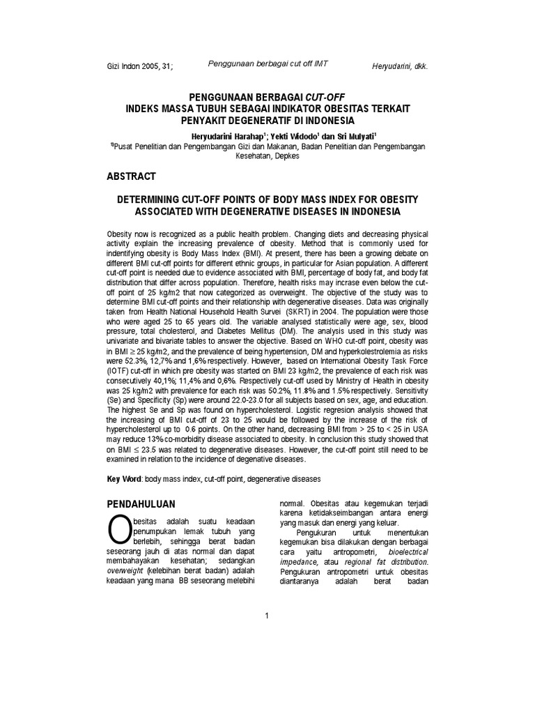 IMT (Status Gizi) | PDF | Sains & Matematika