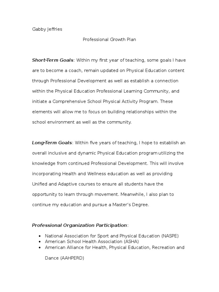 Physical Education Growth Plan | PDF