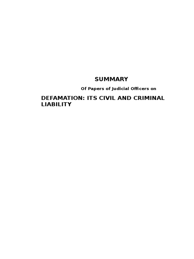 Defamation: Civil and Criminal Aspects | PDF | Defamation | Damages