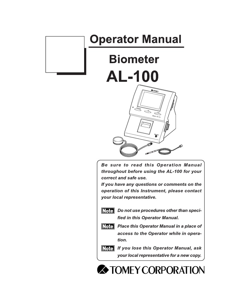 AL-100 Operation Manual Overview | PDF | Electrical Connector | Human Eye
