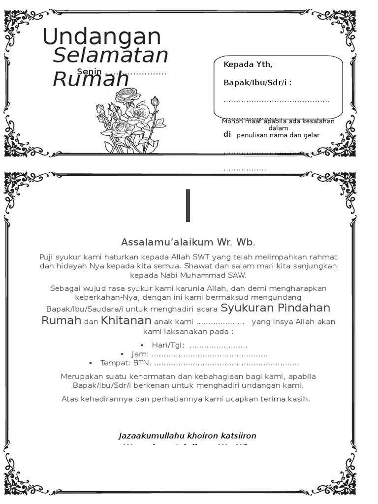 Surat Undangan Syukuran