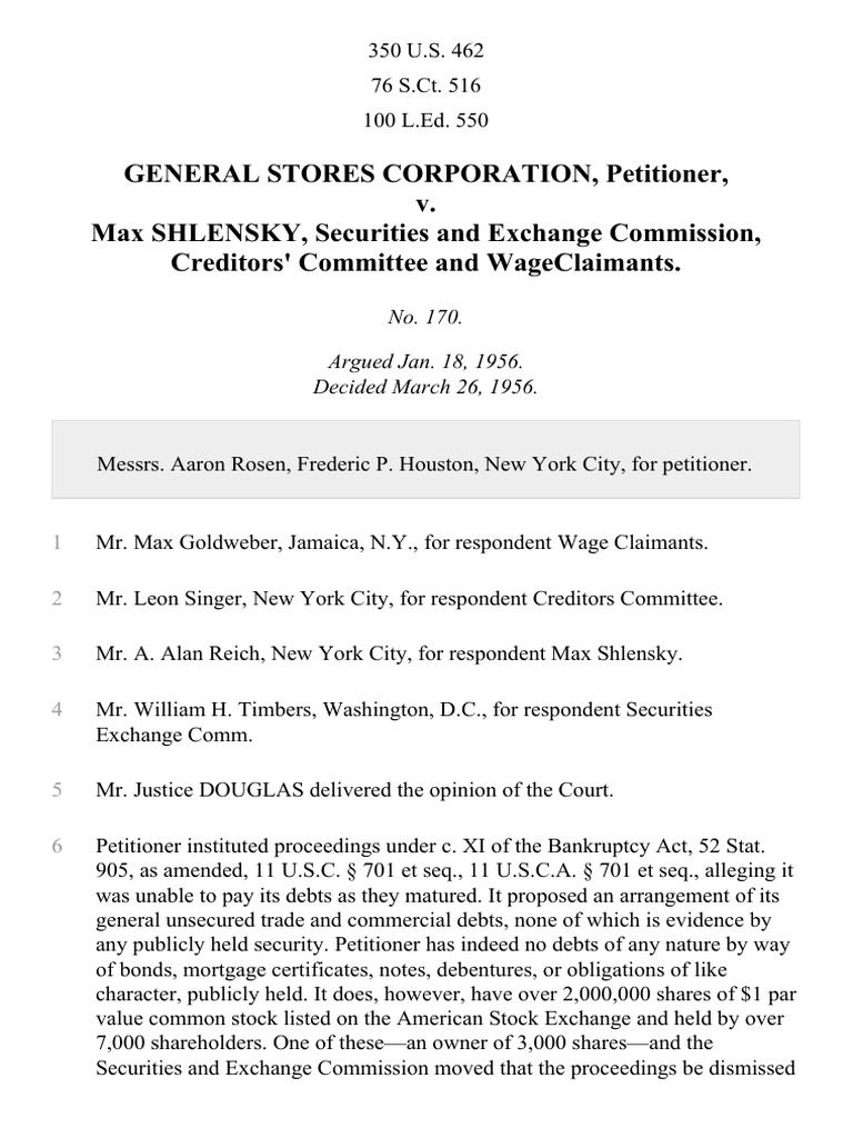 General Stores Corp. v. Shlensky, 350 U.S. 462 (1956) PDF