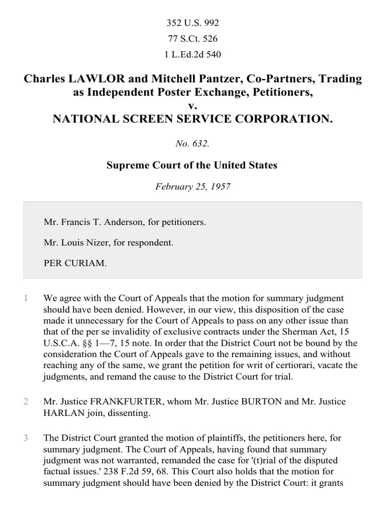 Supreme Court Ruling on Antitrust Case | PDF | Summary Judgment ...