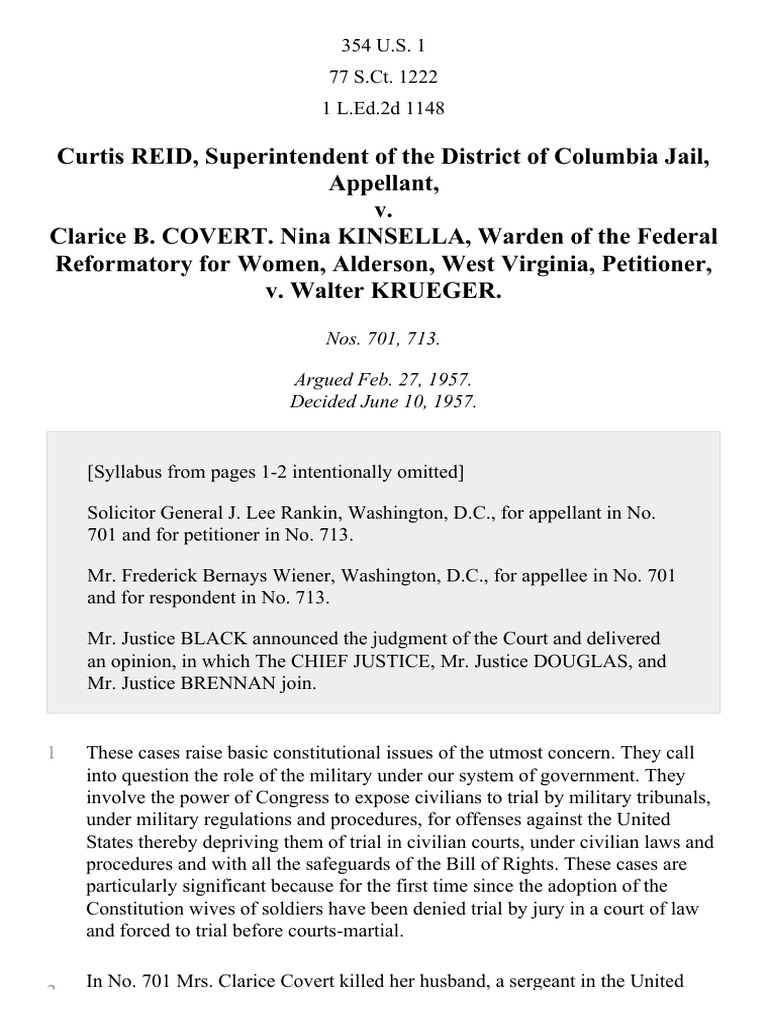 Reid v. Covert, 354 U.S. 1 (1957) PDF Court Martial United States