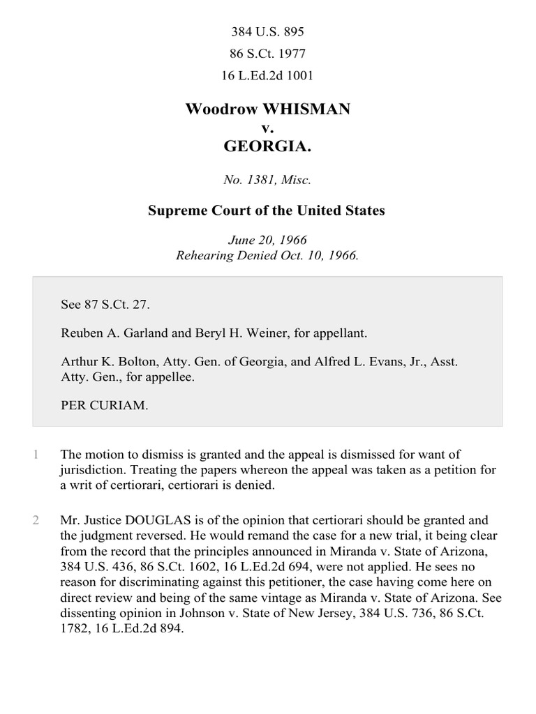 Whisman v. Georgia Supreme Court Ruling | PDF