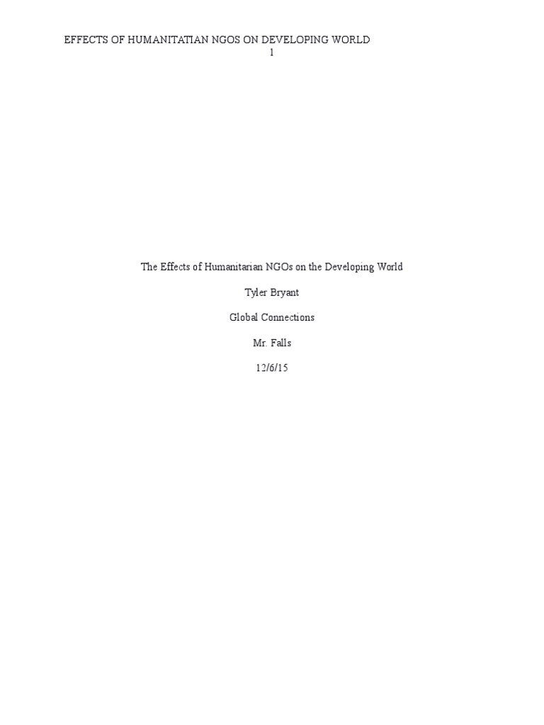 Impact of NGOs on Developing Nations | PDF | Non Governmental ...