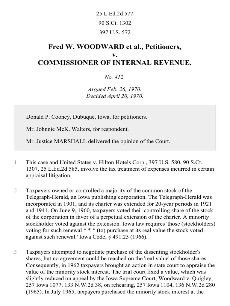 Fred W. WOODWARD et al., Petitioners, v. Commissioner Of Internal