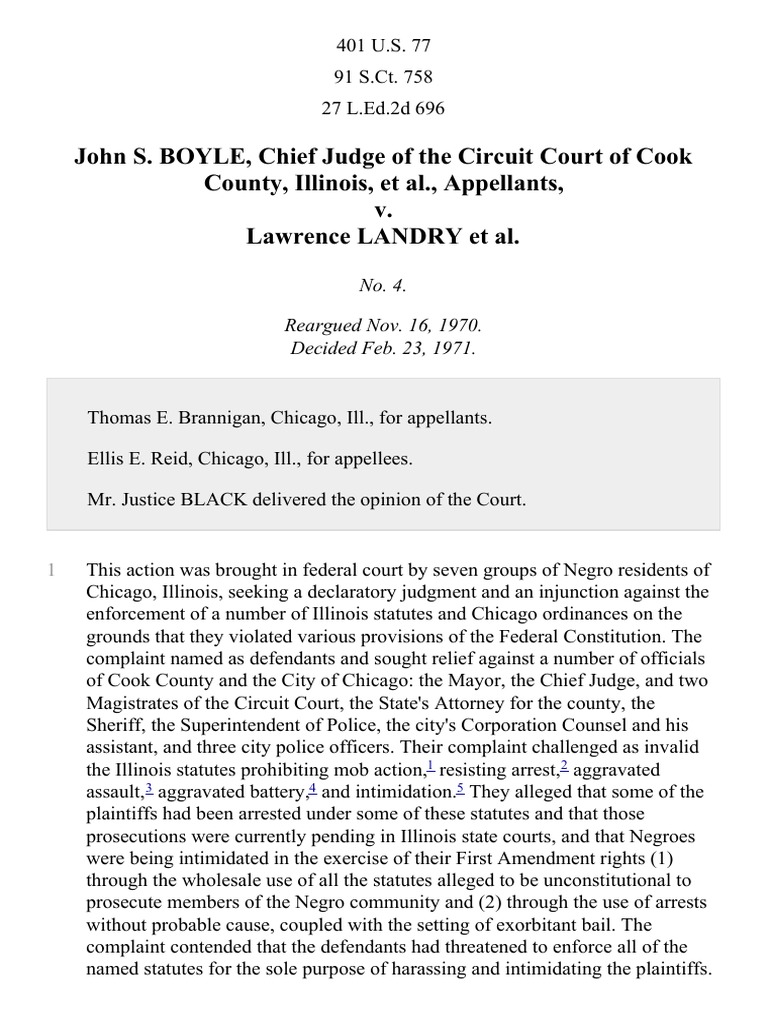 Boyle v. Landry: Constitutional Challenge | PDF | Injunction | Complaint