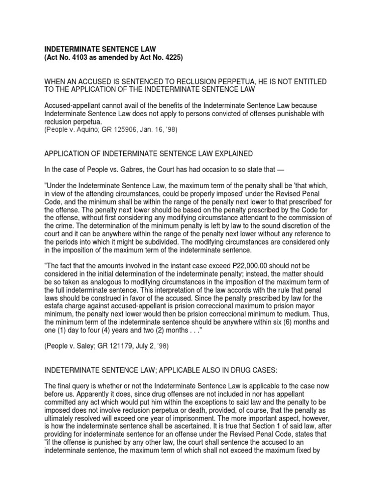 Indeterminate Sentence Law Overview | PDF | Sentence (Law) | Treason