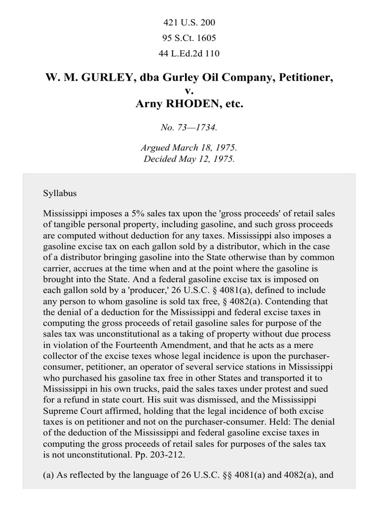Gurley v. Rhoden, 421 U.S. 200 (1975) PDF Fourteenth Amendment To