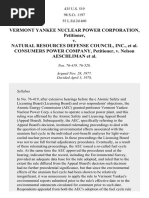 Vermont Yankee Nuclear Power Corp. v. Natural Resources Defense Council, Inc., 435 U.S. 519 (1978)