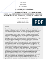 Kissinger v. Reporters Comm. For Freedom of Press, 445 U.S. 136 (1980)