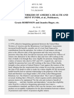 Mine Workers Health and Retirement Funds v. Robinson, 455 U.S. 562 (1982)