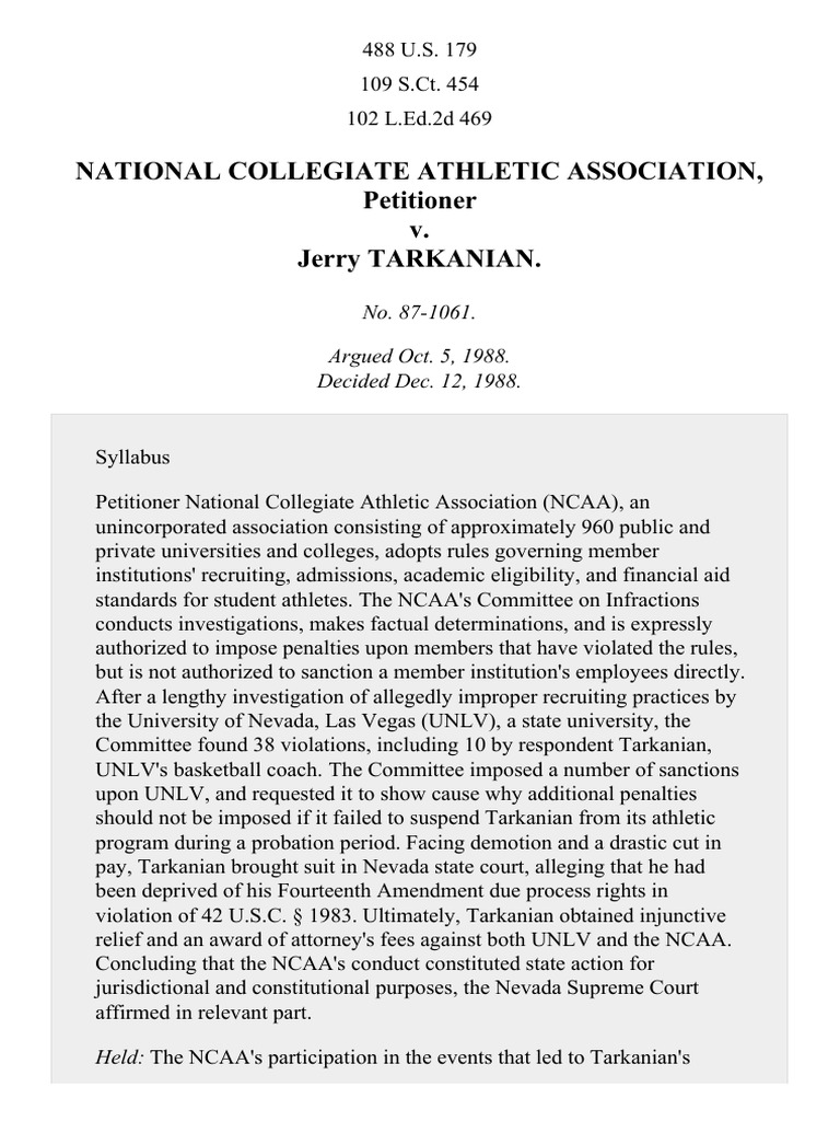NATIONAL COLLEGIATE ATHLETIC ASSOCIATION V ALSTON SUMMARY intelligence overview