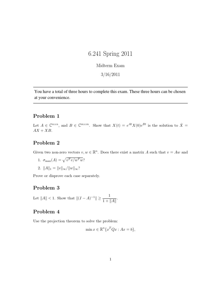 Dynamic Systems Midterm Exam | PDF