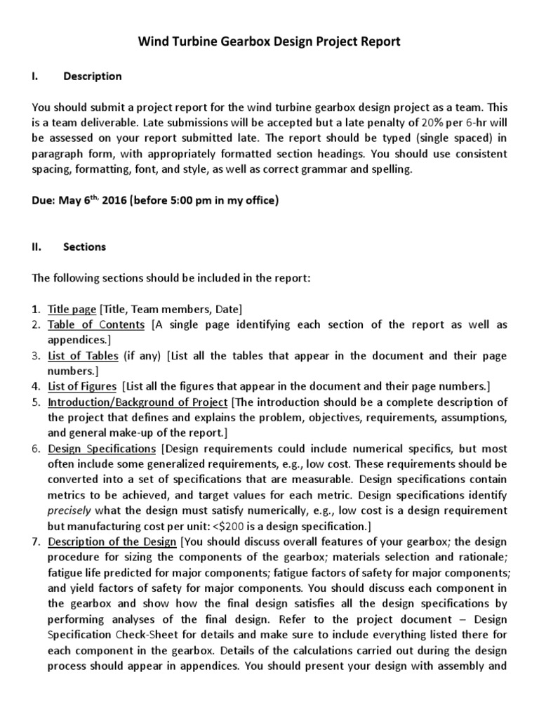 Gearbox Design Project Report PDF Specification (Technical Standard
